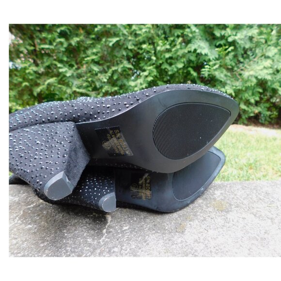 Black Crystal Slouchy Boots Size 8.5 - Picture 6 of 7